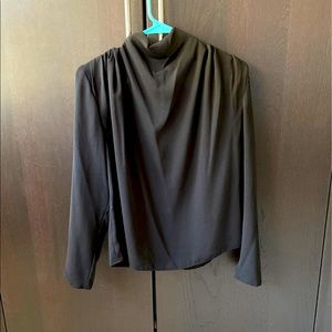 Black High Neck Satin Blouse - US 4